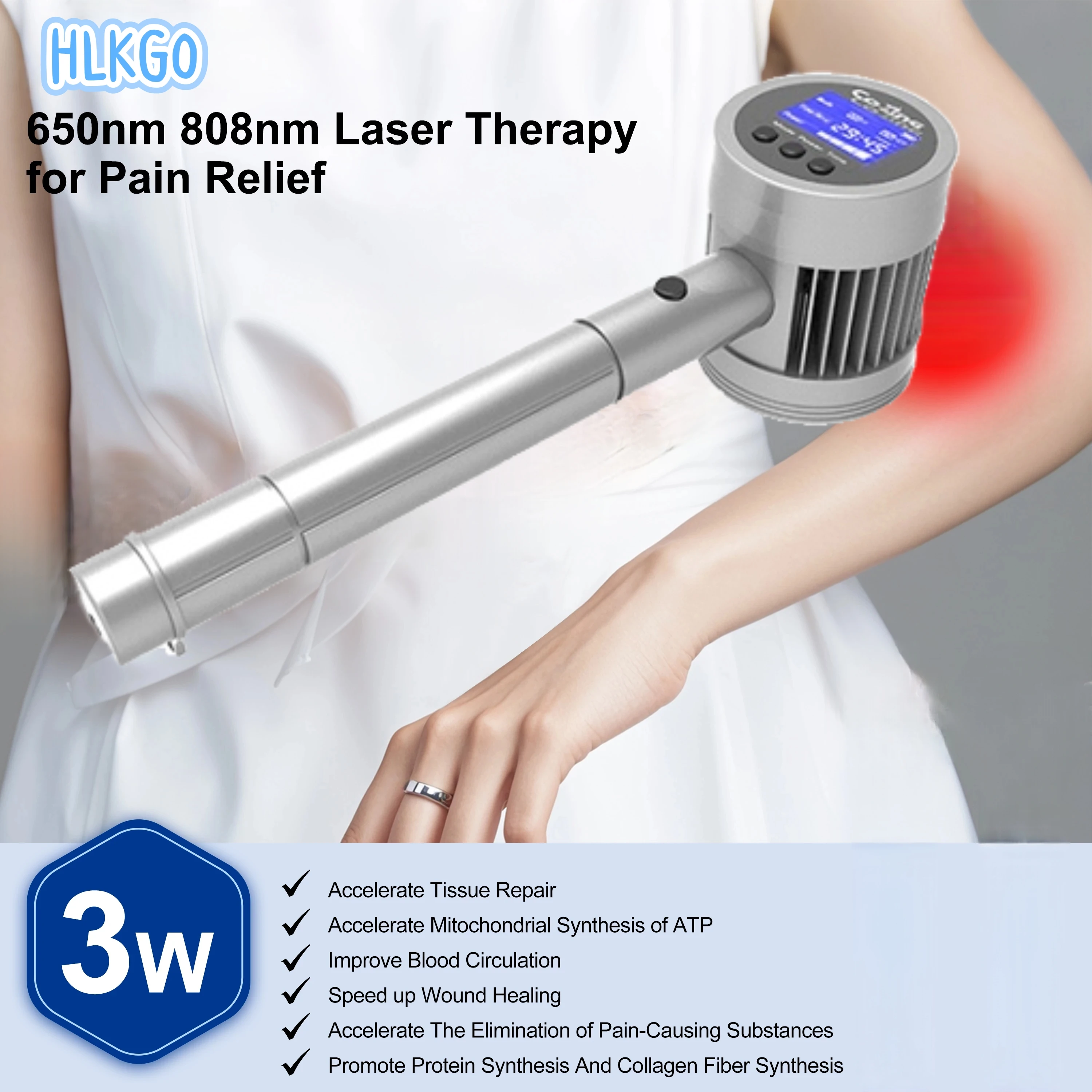 

Dual Wavelength 650nm+808nm Laser Device Non-Invasive Pain Management for Neck, Shoulder, Joint, Nerve Pain