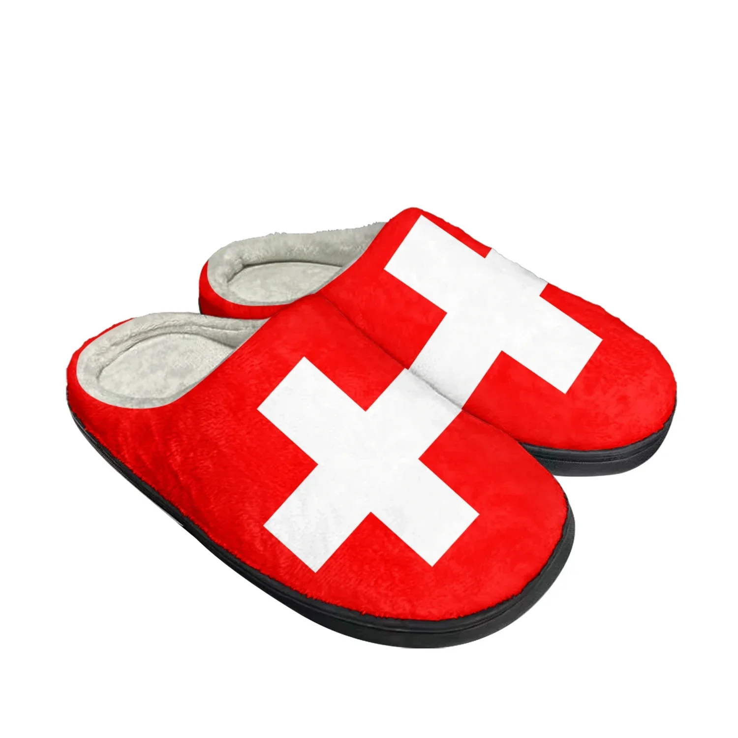 

Swiss Flag Home Cotton Custom Slippers Mens Womens Sandals Switzerland Plush Bedroom Casual Keep Warm Shoes Thermal Slipper