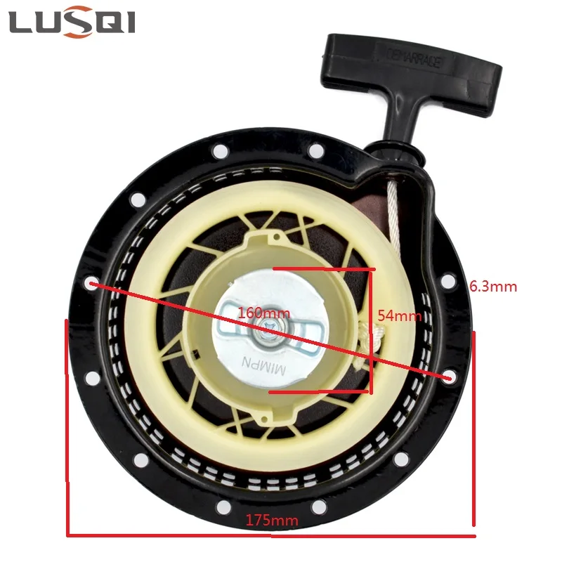 LUSQI Stainless Steel Recoil Starter Gasoline Lawn Mower Assembly  Snow Blower Pull Start Replacement For 2900 EF2900 2KW 2.5KW