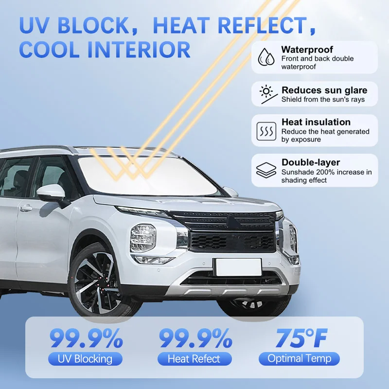 Car Windshield Sun Shade For Mitsubishi Outlander EX Pajero Sunshade Sun Visor Protector Blocks UV Rays Summer Car Accessories