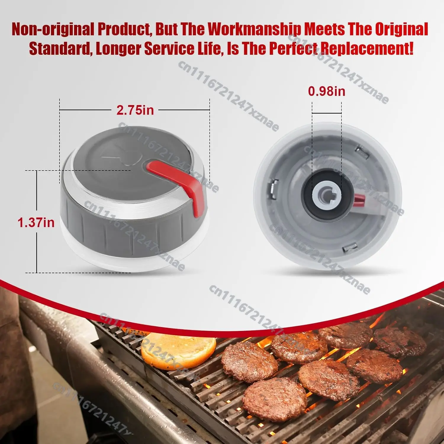 Upgraded 66753 Gas Grill Control Knob Compatible with Weber Genesis Lighted Main Burner Control Knobs 2 Pack 2.875