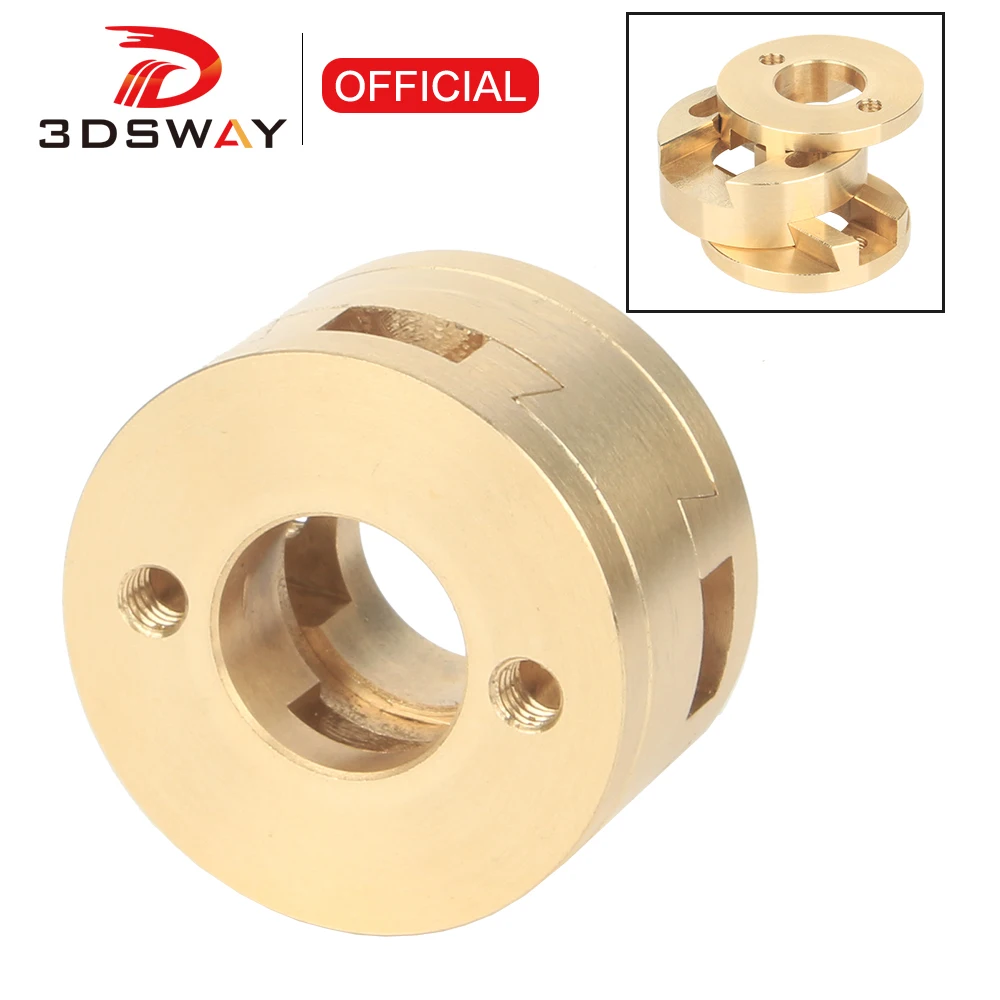 3DSWAY 3D Printer Parts Oldham Coupling T8 Z Axis Round Lead Screw Brass Coupling for VzBoT Flexible Hot Bed 16mm Thread Hole