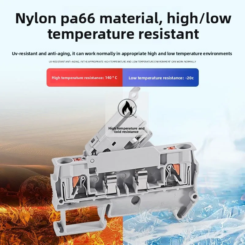 10Pcs PTC4-HESI/PT4/PTC4RD DIN Rail Terminal Block Fuse Terminal With Push-In Fuse Quick Spring Clamp For Industrial Cabinets