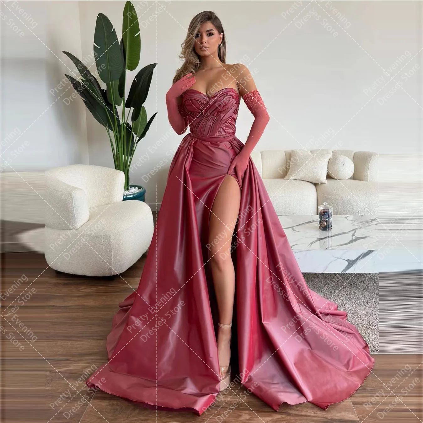 Robe de Soirée Trapèze Plissée et Sexy pour Femme, Tenue de Bal Élégante, Fendue sur le Côté, pour ixFormelle