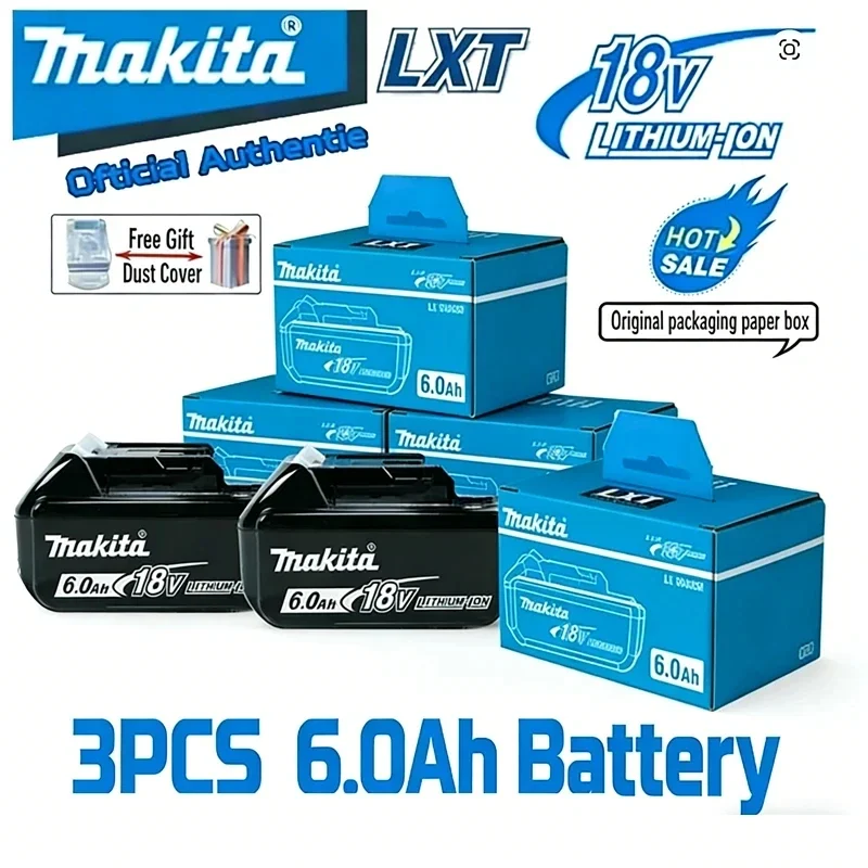 Оригинальный аккумулятор Makita 18V 6.0Ah с зарядным устройством для электроинструментов Makita 18V DDF487 DTW700 GBA404 DUC150Z DHR183Z