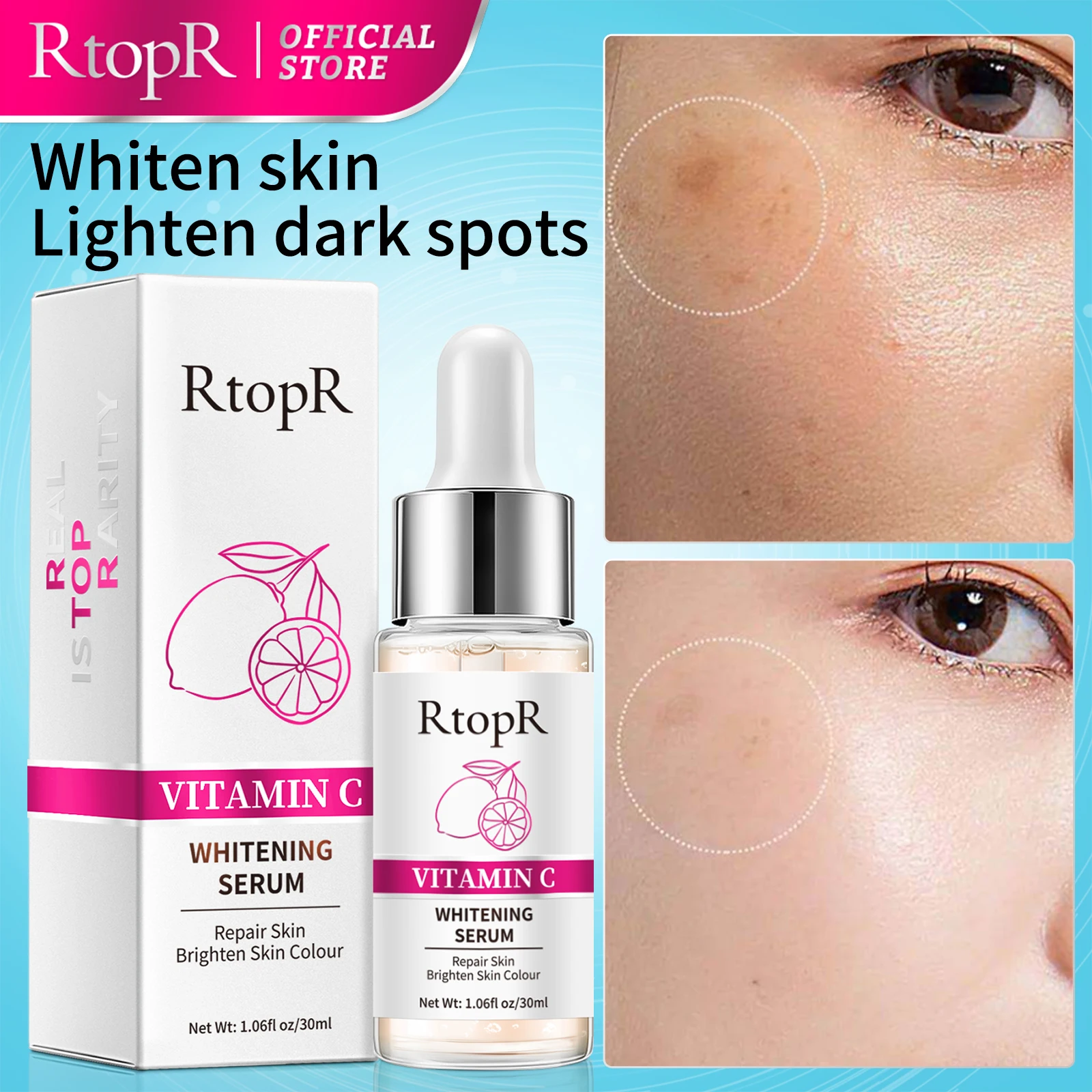 

RtopR Viamin C Whitening Serum Moisturizing Brighten Skin Colour Easy to Absorb Get rid of Dullness Lighten Melanin Skin Care