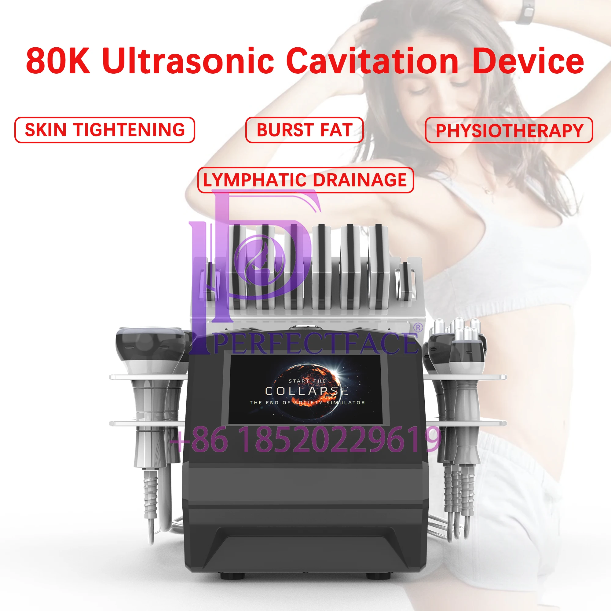 

Professional 80K Ultrasonic Cavitation Fat Reduction Skin Tightening Machine Full Body Slimming Device RF Bipolar Laser Pads
