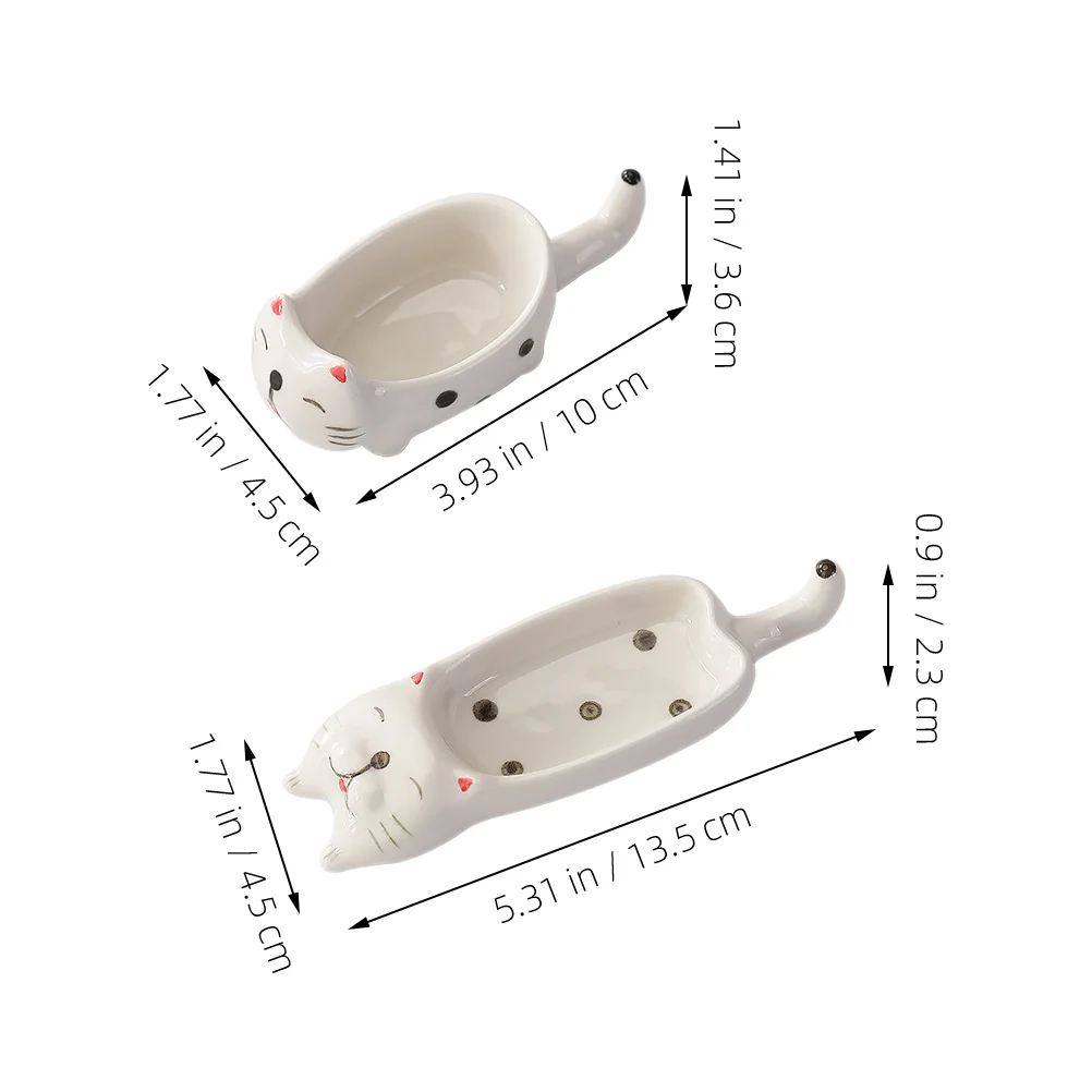 

2 шт., керамическая тарелка для соуса с кошачьим дизайном, многофункциональная для приправ, орехов, конфет, подарок на новоселье, легко чистящаяся тарелка для соевого соуса