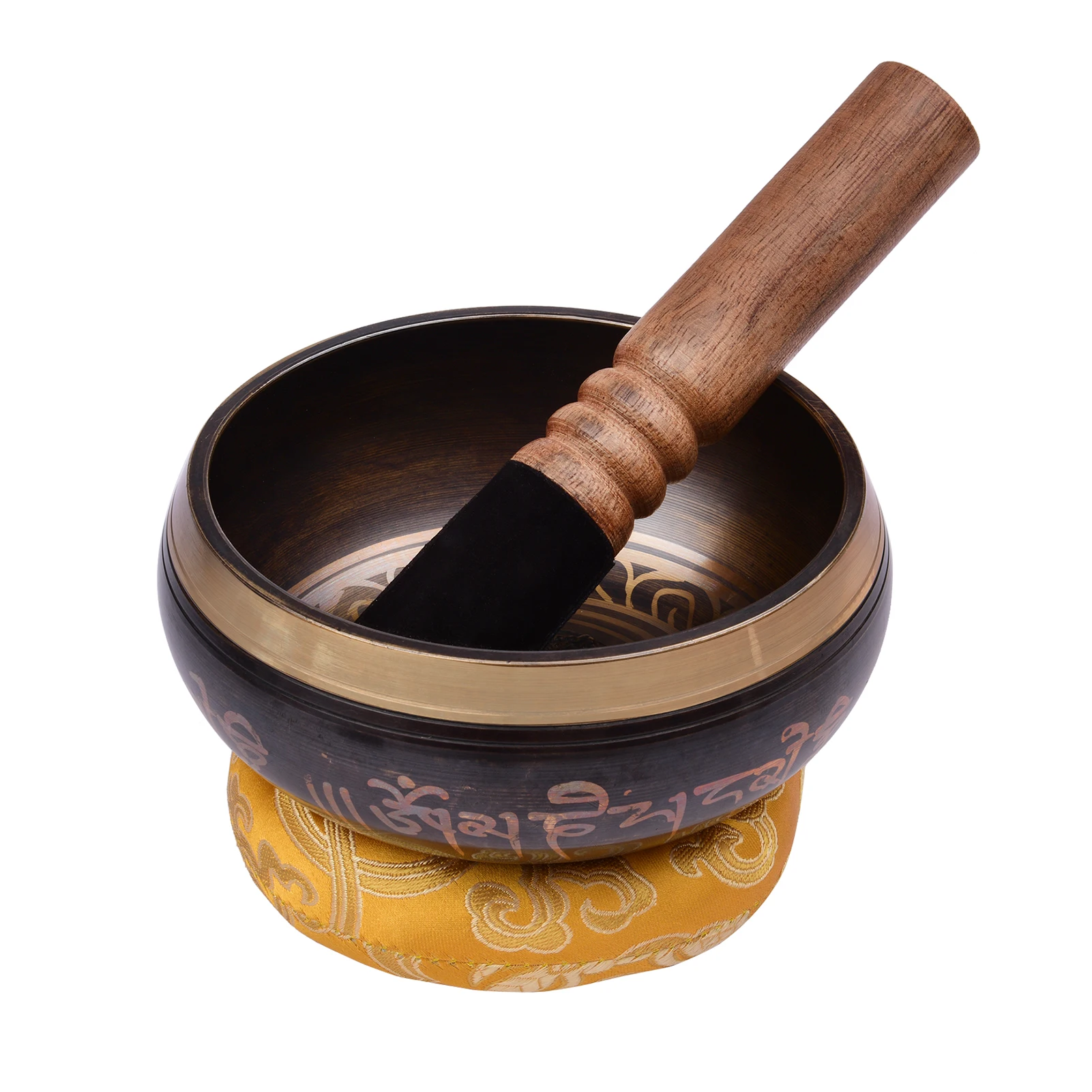 Tibetan Singing Bowl Set with 12.5cm/5inch Handmade Metal Sound Bowl & Soft Cushion & Wooden Striker for Meditation Sound Chakra