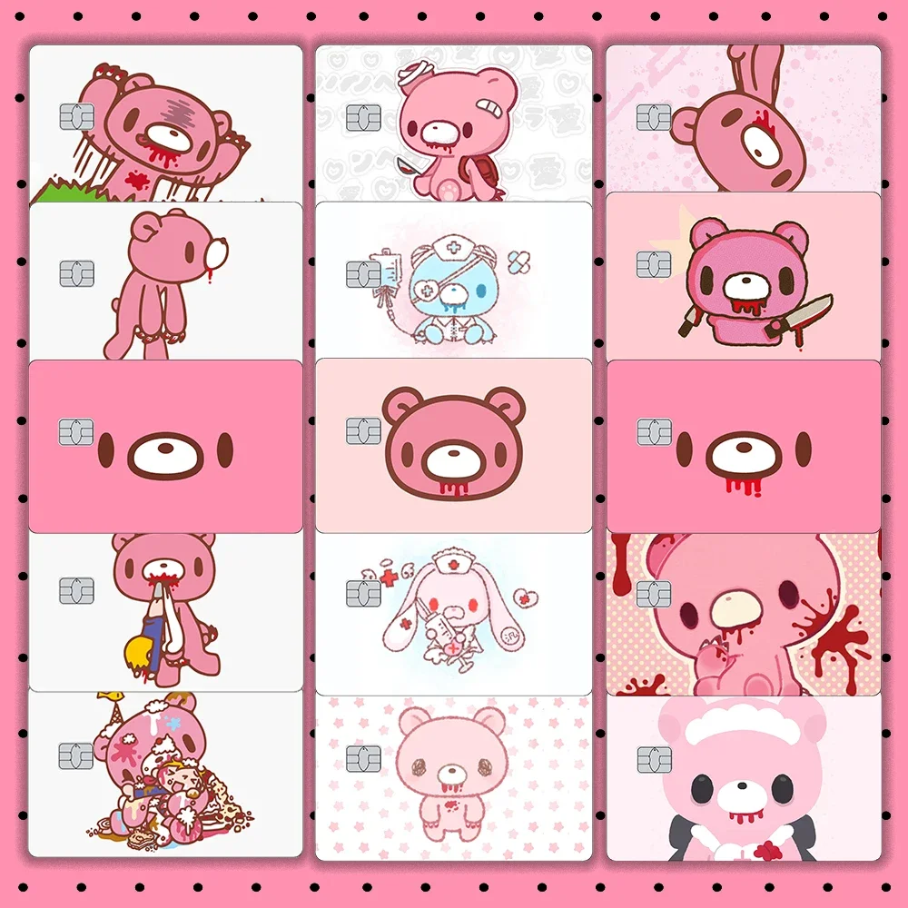 Pegatinas mate de oso rosa bonito de piel de tarjeta de crédito de dibujos animados adecuadas para VISA JCB Mastercard y otras tarjetas IC decoraciones para mujeres