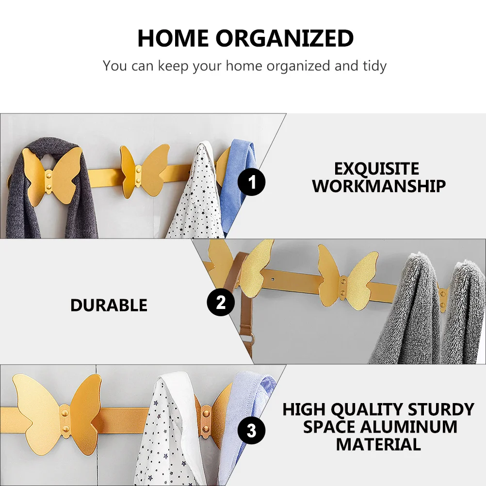 

Space Aluminum Butterfly Wall Hook Smooth Finish Multipurpose Hanger For Coat Hat Towel Organizing Creative Storage Rack Metal