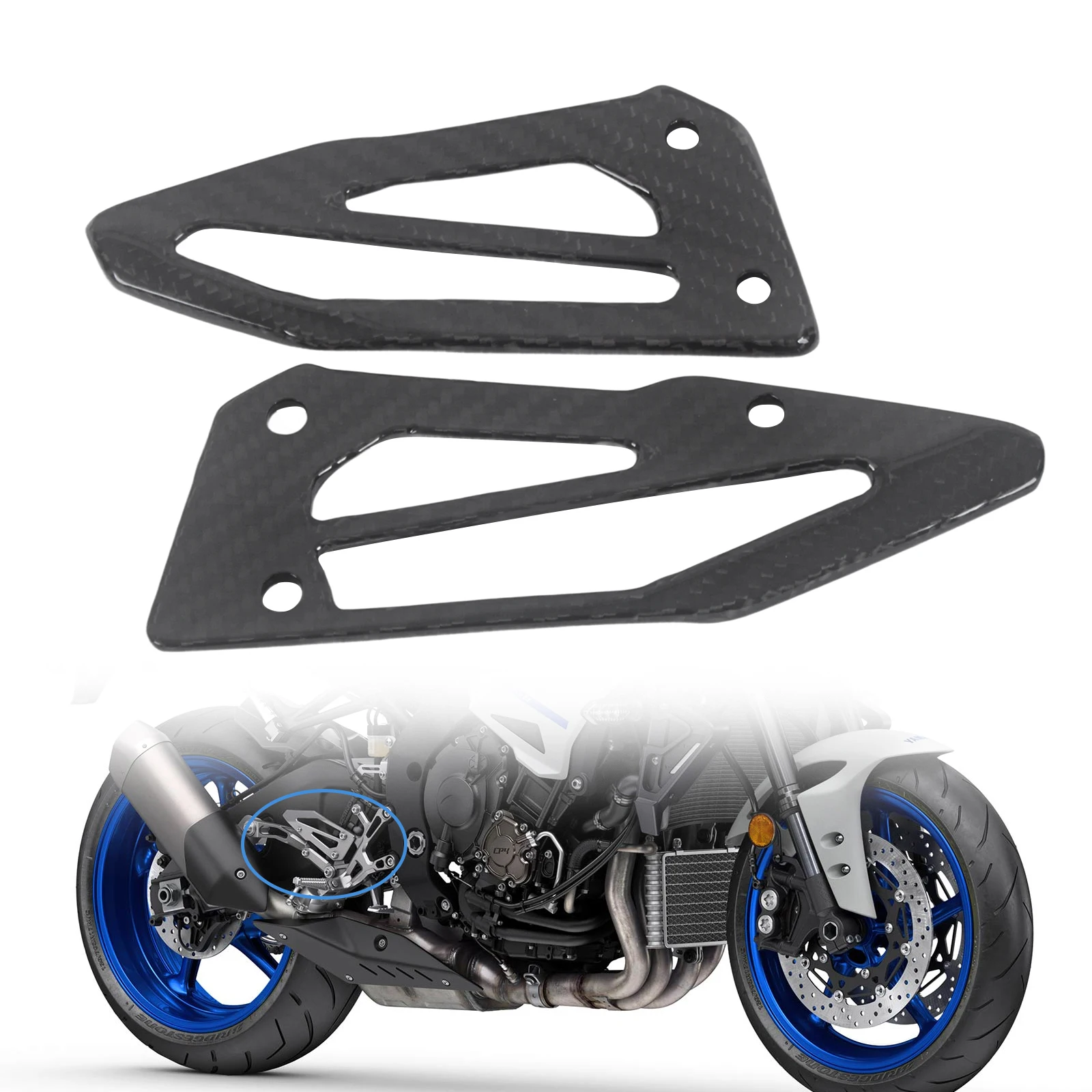 

Motorcycle Carbon Fiber Heel Guard Footrest Foot Peg Cover For YAMAHA MT10 2021 2022
