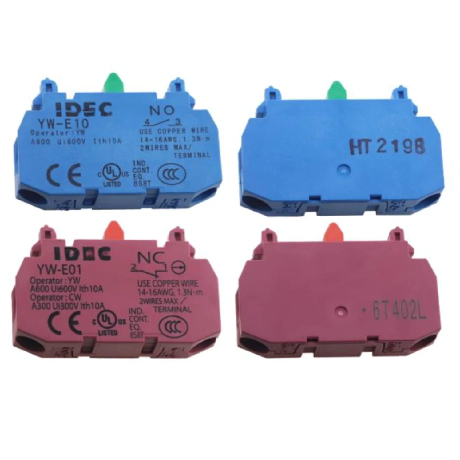 YW-E10 YW-E01 10A Contact System Contact Block Original E-Stop Auxiliary Pushbutton Switch Contact 1NO 1NC Control Components
