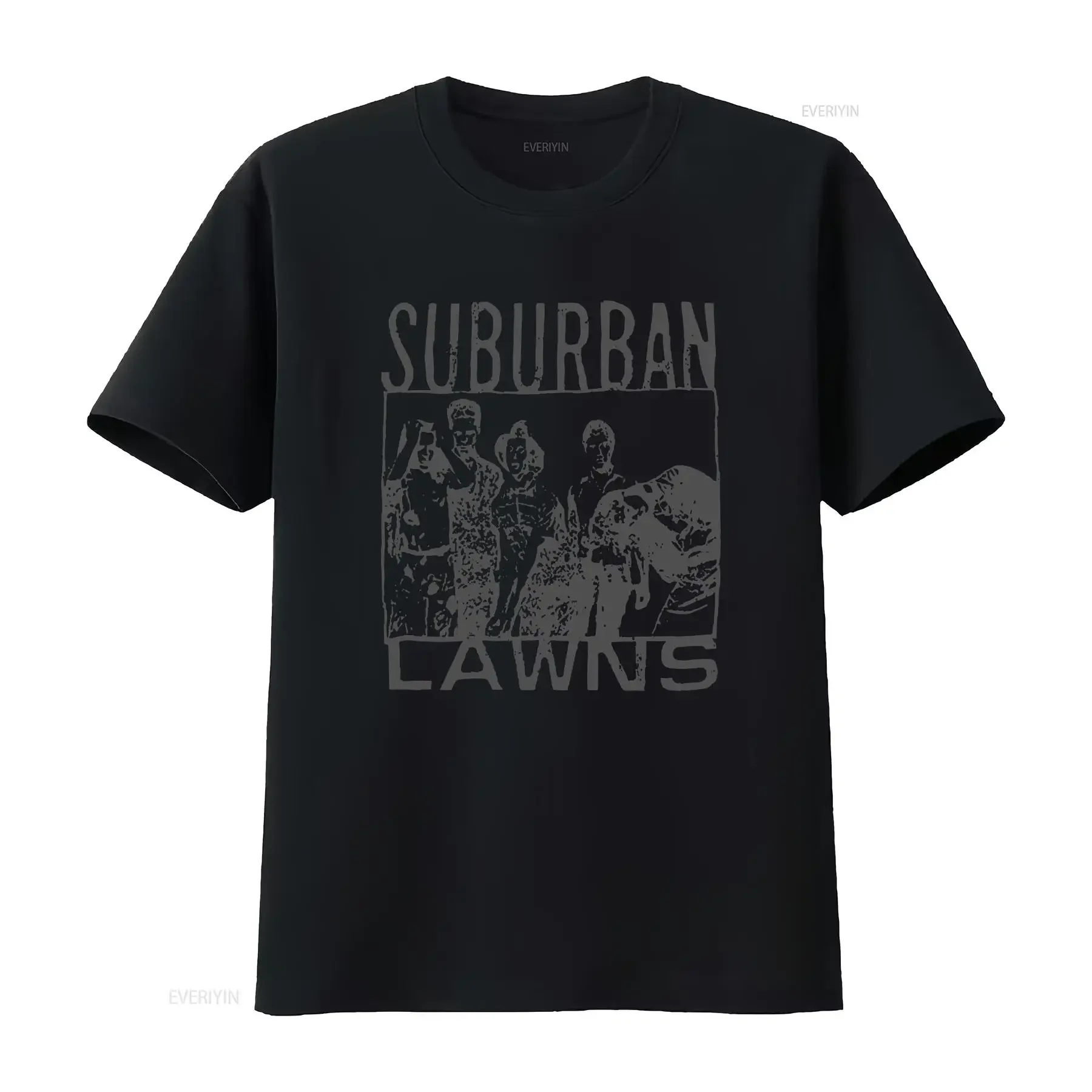 تي شيرت أبيض بتصميم عتيق للمروج الضواحية تي شيرت عتيق مغسول قليلاً ملابس غير رسمية للجنسين للارتداء اليومي أوم