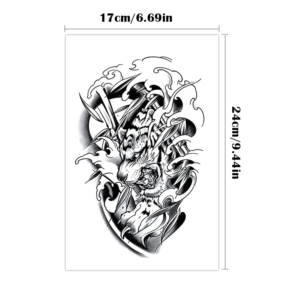 النمر المشارب عصير الحبر دائم مقاوم للماء المؤقتة الوشم ملصق الخيزران موجة الحيوان الطوطم وهمية الوشم هيئة الفن الرجال النساء الساق