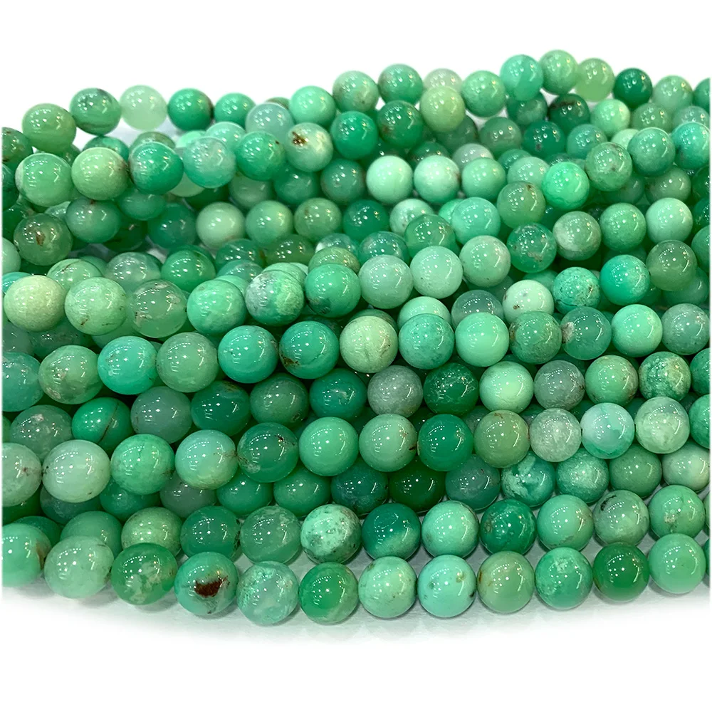 Veemake Natuurlijke Groene Chrysoprase Ronde Losse Edelsteen Kralen Sieraden Ontwerp Ketting Armbanden 07988