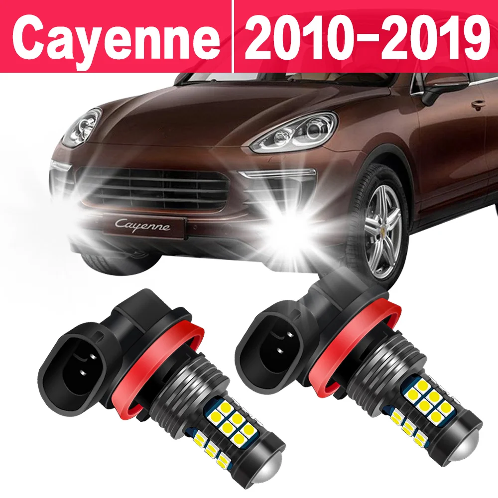 2X Car LED Fog Light Bulb For Porsche Cayenne 2010 2011 2012 2013 2014 2015 2016 2017 2018 2019 Accessories Auto Front Fog Lamp