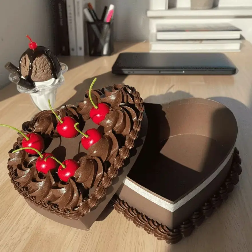 Heart Shaped Chocolate Jewelry Box Cute Girls Cherry Decor Trinket Storage Organizer Room Gift Y2K Aesthetic