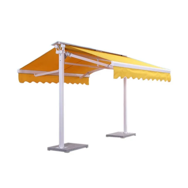 Fashionable Design Standing Double Open Awning Aluminum Retractable Canopy for Outdoor Garden Patio Commercial Sunshade Pro
