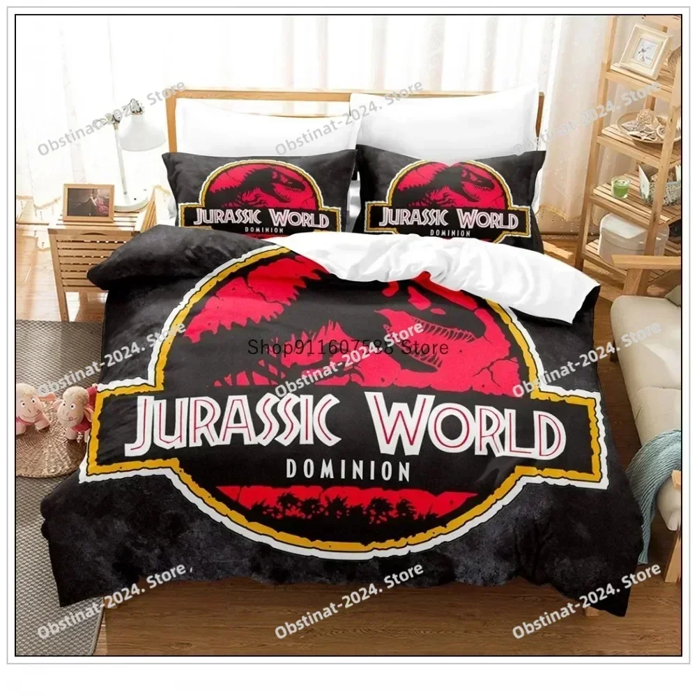 Red Jurassic Park Bedding Set Cartoon Home Textiles For Kids Bed Set Comforter Cover Bedroom Set Queen Dinosaur Duvet Cover
