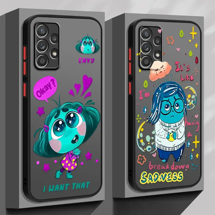 Case for Samsung Galaxy A54 A52 A14 A53 A34 A13 A12 A15 A16 A32 A21s A23 A51 A33 A71 Matte Funda Phone Cover Disney Inside Out 2