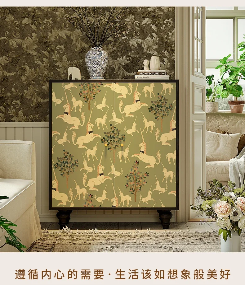 

Французский бытовой дверной шкаф для обуви из цельного дерева, входной шкаф для хранения в гостиной