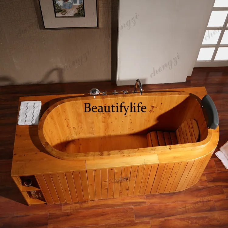 Apron edge wooden bucket large bathtub bath household bath bucket large bathtub health bath bucket
