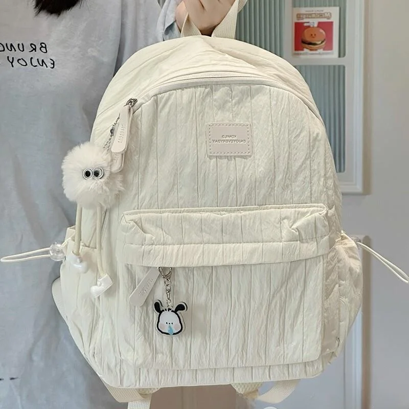 Lightweight Casual Women's Backpack College Student Middle School Girl Bookbag Trendy Design Korean Style Ins Wind Soft Shoul...