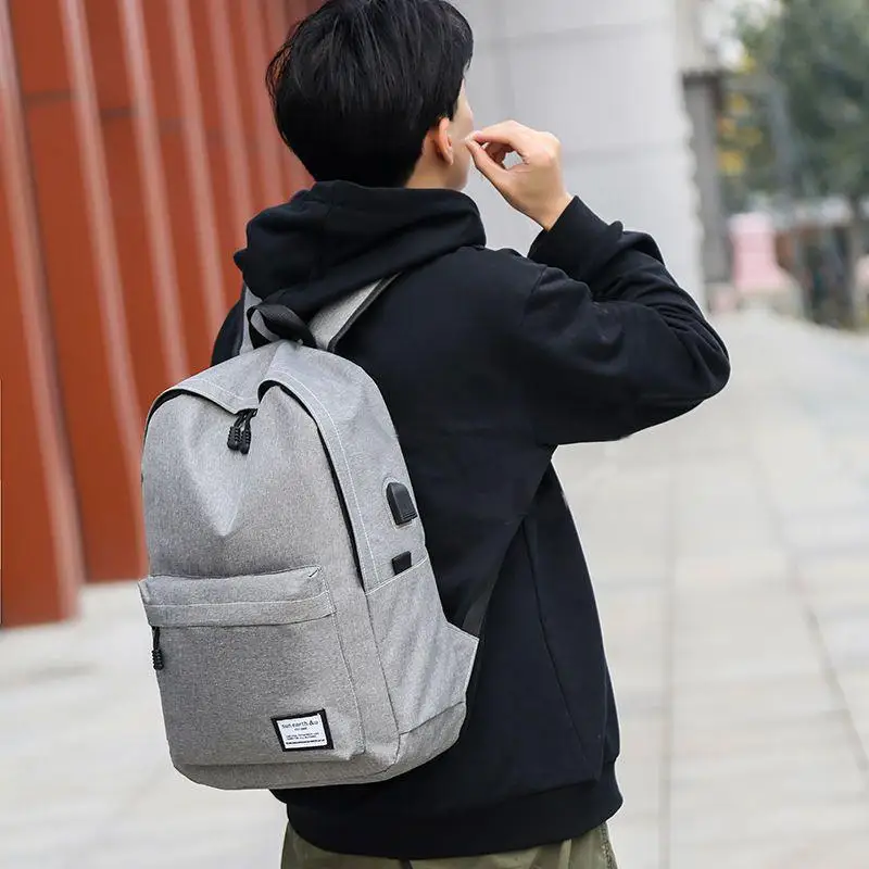 Casual Canvas Backpack Men's Large Capacity Travel Computer Bag Middle School Student Bookbag Simple Design Unisex Shoulder Bag