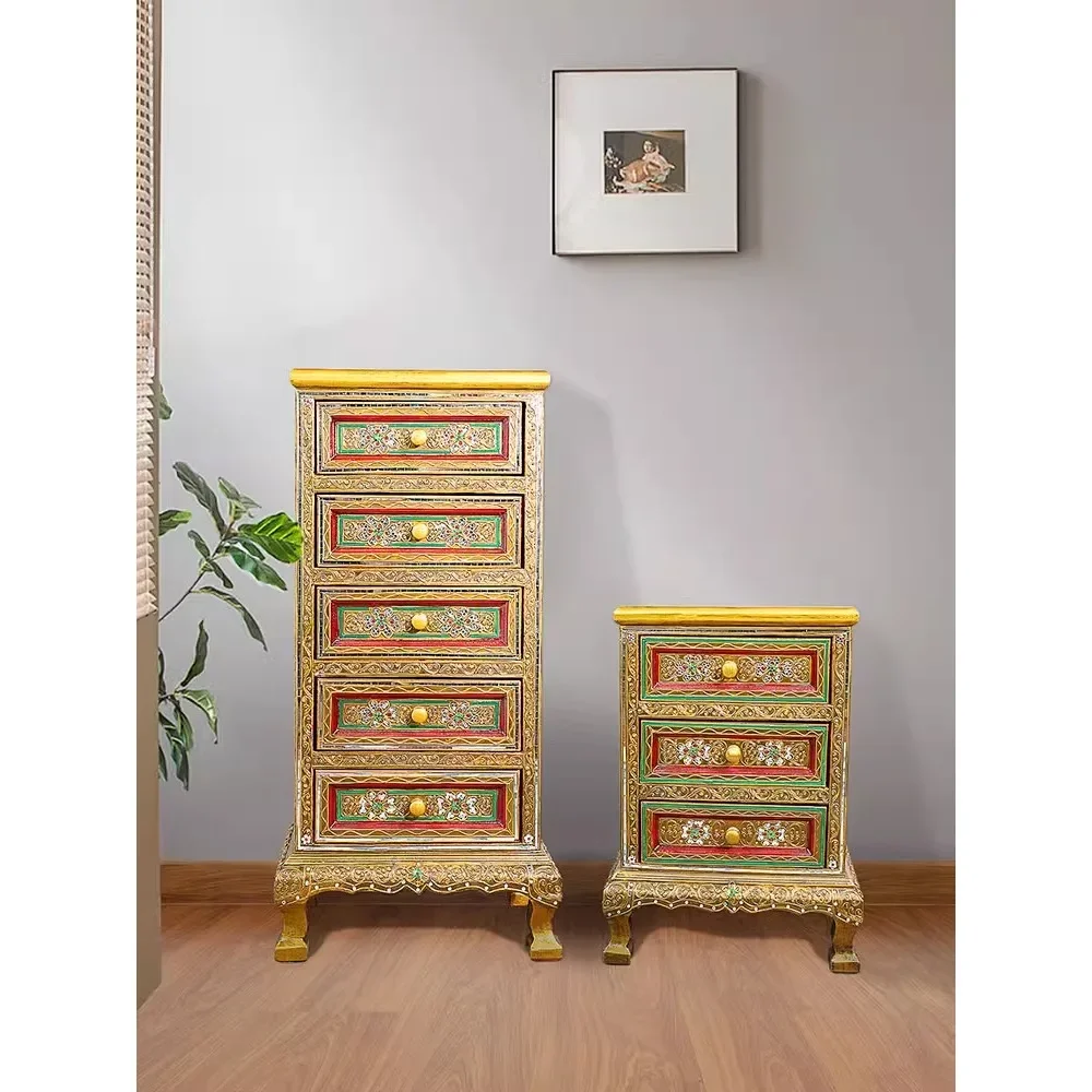 Thai solid wood chestof drawers Bedroom chestcabinet Locker Drawer Storage cabinet Living room South East Asia wallchest of d