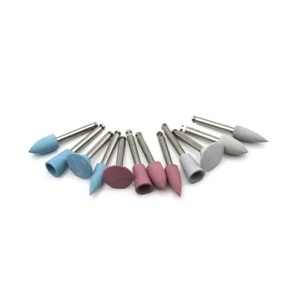AG 10pcs Dental Silicone Grinding Heads Polishing Burs Kit for Low Speed Contra Angle Handpiece Dentistry Instrument Accessories