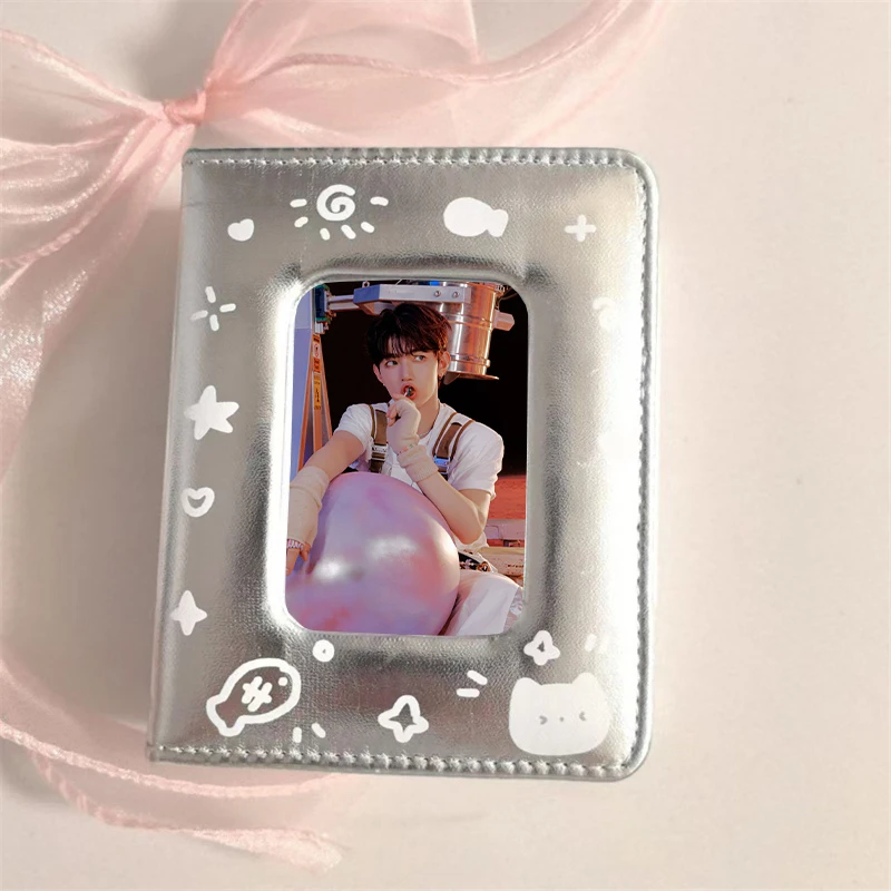 Silver Single Grid Album Card Album 3 Inch Small Card Storage Kpop Idol Photo Card Photo Album Postcard Loose-leaf Binder