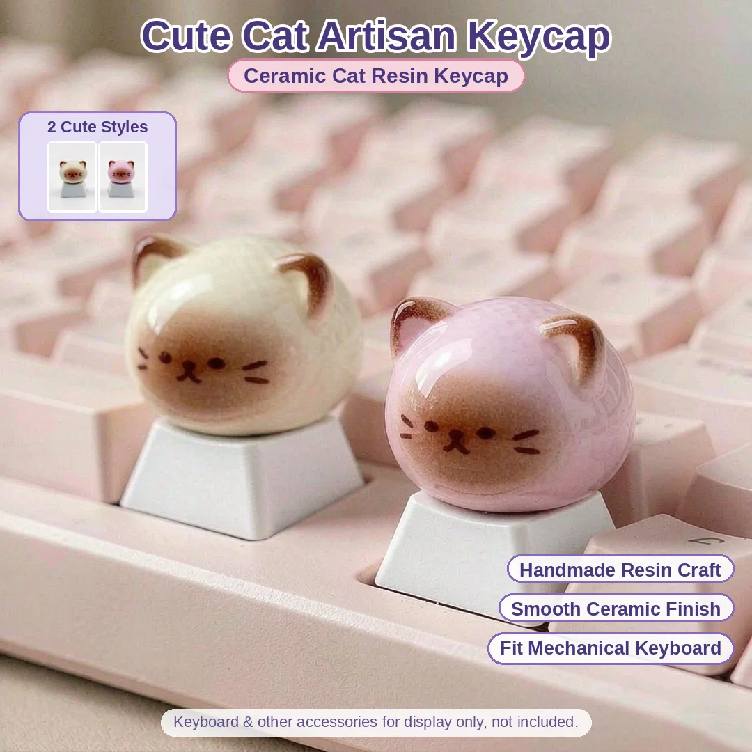 Cute Cartoon Cat Key Cap, 3D Puppet Design ESC Keycap for MX Cross Shaft Gaming Keyboard