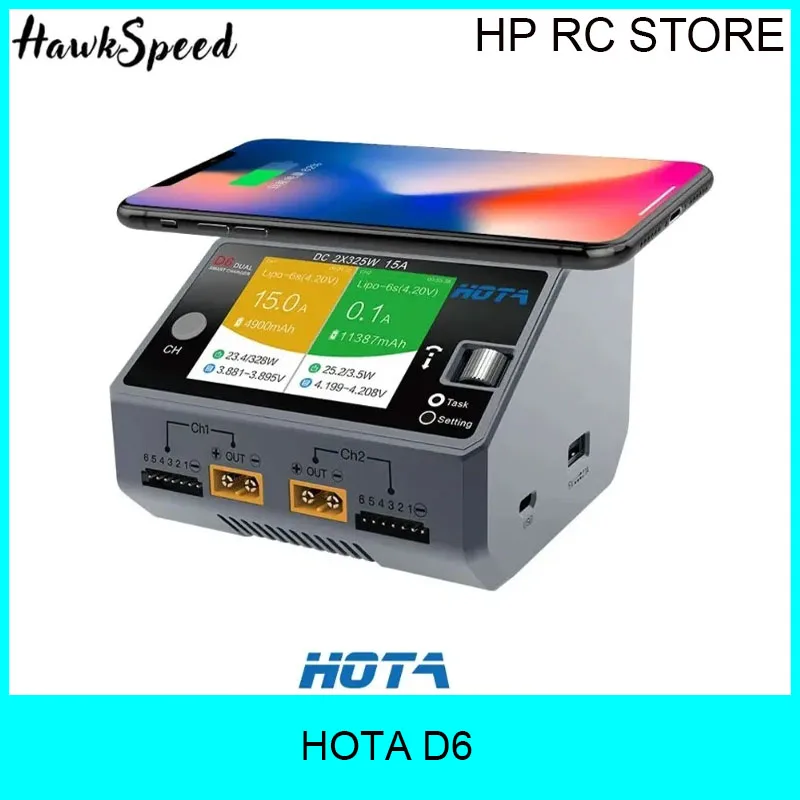 

Двойное интеллектуальное зарядное устройство HOTA D6, 650 Вт, 15 А, максимальный ток 1600 мА, встроенный Micro USB для аккумуляторов 1-6S Lipo, LiHV, NiZn, Nicd, NiMH