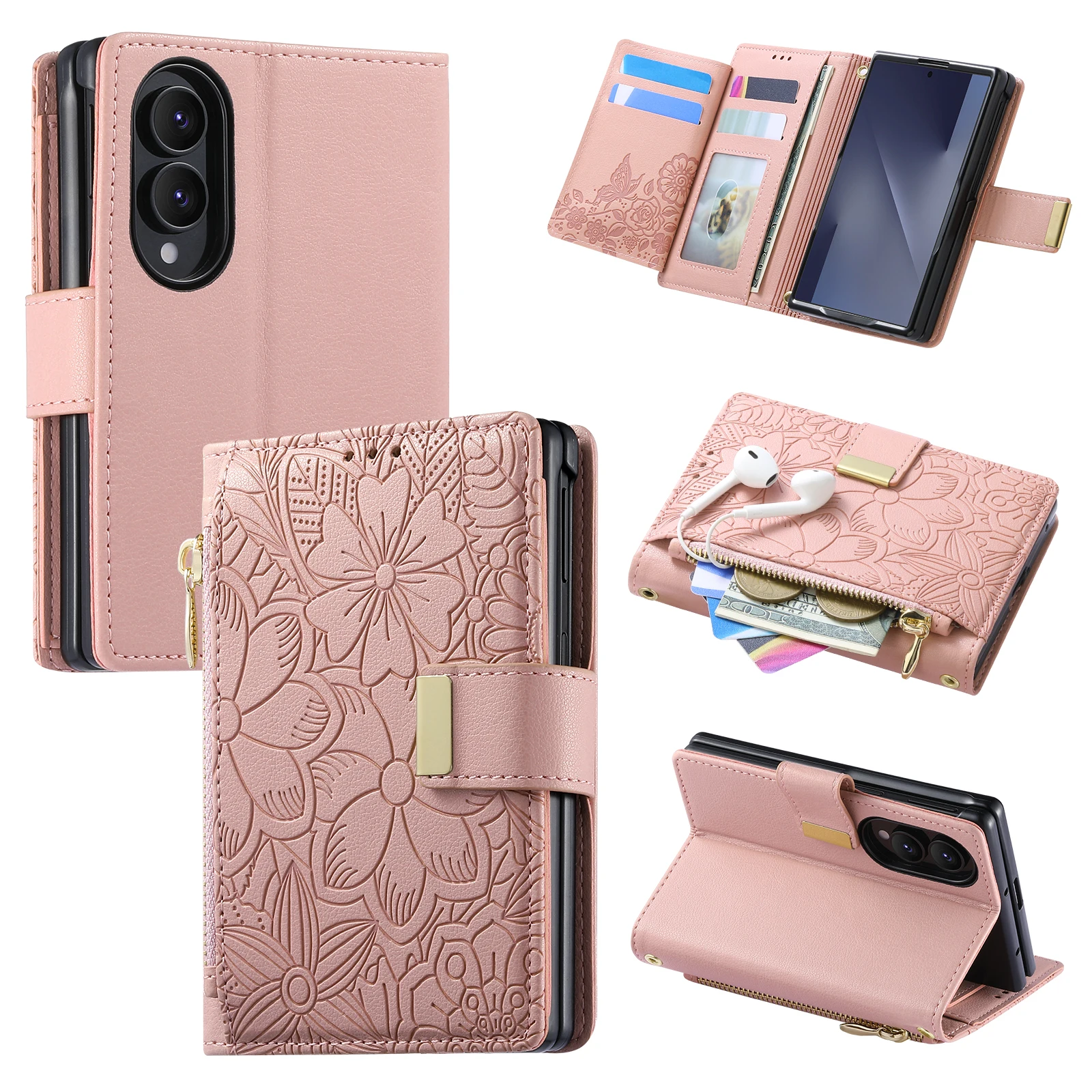 For Samsung Galaxy Z Fold 8 Ultra 5G 2026 Leather Phone Case Zipper Wallet Card Slots Funda for Galaxy Z Fold 8 Protection Cover