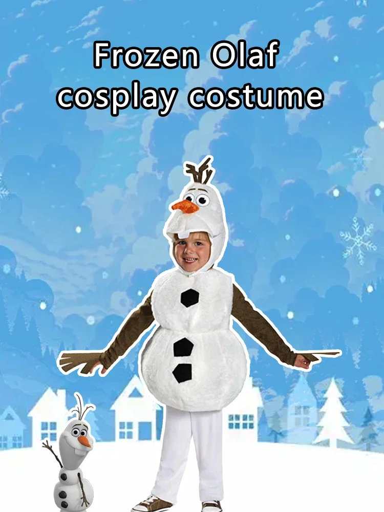 مجموعة أزياء Olaf the Snowman التنكرية - بدلة قطيفة بيضاء لكامل الجسم مع أنف جزرة للحفلات الشتوية والأحداث العائلية