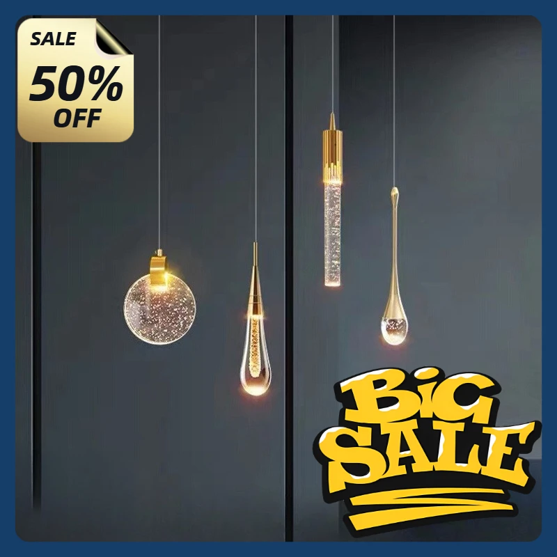 

Light Luxury Bubble Crystal Pendant Lights Indoor Hanging Lamp for Dining Room Bedroom Cafe Drop Pendant Lamp Home Decoration