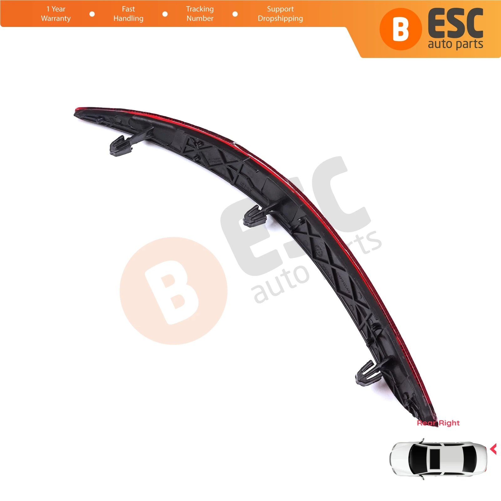 ESP1172-2 Rear Right Side Bumper Reflex Reflector for Fiat Tipo MK2 356 357 Egea 2015-On 4-Door Sedan 51998149