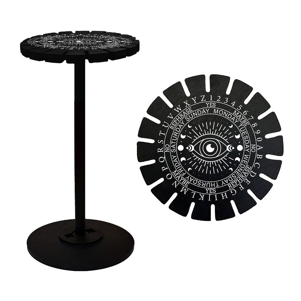 Pendulum Holder Wooden Pendulum Display Rack with Moon Phase Eye Pattern Stuff Black Display Shelf for Display Gift Organizer