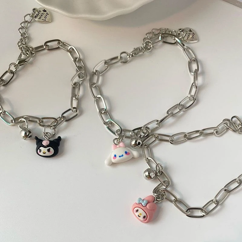 Kawaii Pochacco Bracelet Anime Cartoon Sanrio Bell Chain Bracelet Adjustable Fashion Cute Women Girls Birthday Jewelry Gift