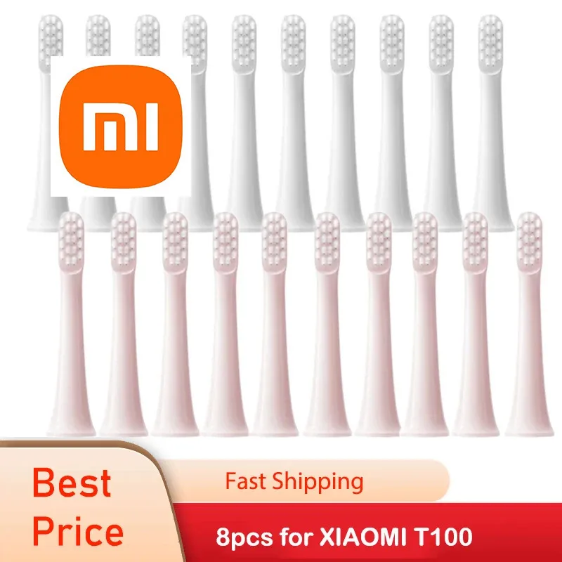 Xiaomi For  MIJIA T100 8PCS Replacement Brush Heads Sonic Electric Toothbrush Vacuum DuPont Soft Bristle Suitable Nozzles