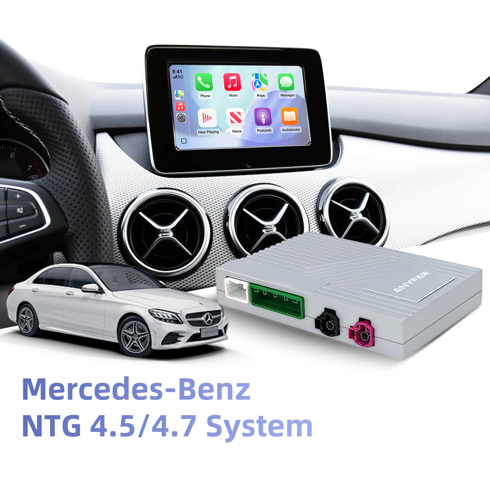 Ezonetronics Wireless CarPlay Android Auto Retrofit Kit Decoder Box for Mercedes Benz NTG 4.5 4.7 COMAND System 2011-2015