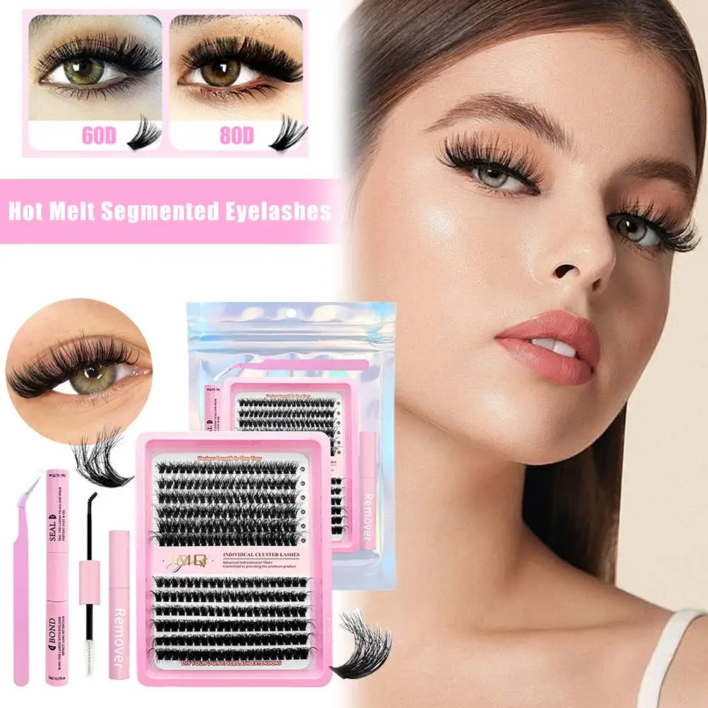 

Набор для наращивания ресниц с клеем и фиксатором, пинцетом, густыми пучками ресниц, эффектом «волнистых» ресниц, водостойкий, разные стили