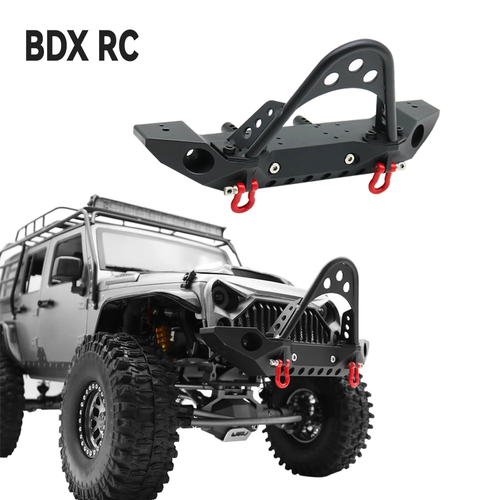 Metal Front Bumper with Lights for 1/10 RC Crawler TRX4 Axial SCX10 II 90046 & SCX10 III AXI03007 YK4028 RGT 86100 D90