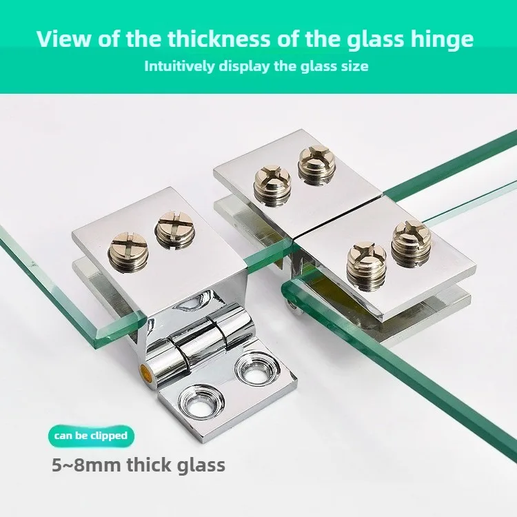 180° 90° Bilateraler Clip für einfache Montage zu Hause, Glasklemme aus Zink, praktisch, langlebig, Schranktürscharnier, Badezimmermöbel, Schrank – Detail 3