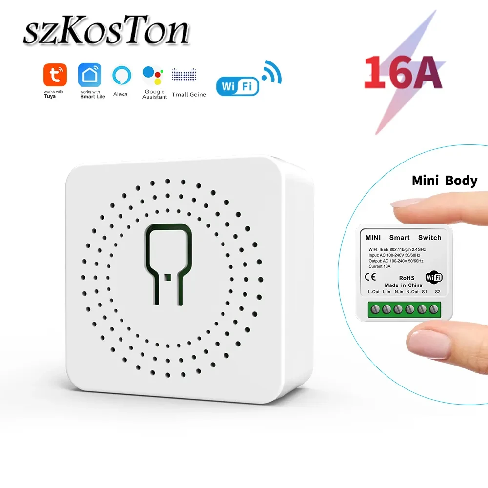 16A Tuya Mini DIY Wifi Smart Switch Smart Life APP Remote Control Voice Support for Alexa Google Home Yandex Alisa