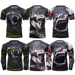 New MMA Boxing Compression Rashguard T-shirts Men Running Muay Thai Short Sleeve Rash Guard Sports Gym Bjj Gi Kickoxing Jerseys