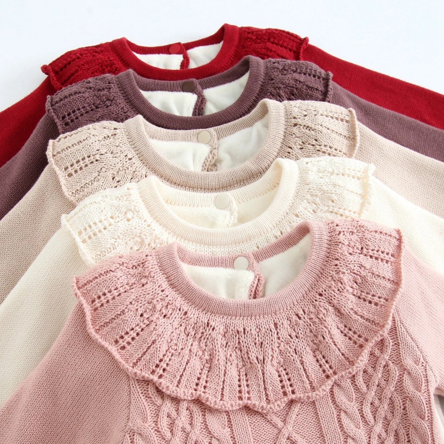 0-24M Newborn Kid Baby Boy Girl Winter Clothes Knit Warm Baby Romper Long Sleeve Sweater Jumpsuit Cute Sweet Thick Outfit