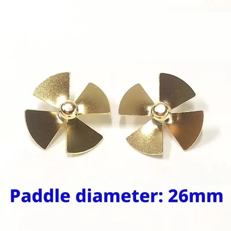 26mm Four-Blade Brass Left/Right Hand Thruster Pair for RC Boats, M3 Shaft Hole