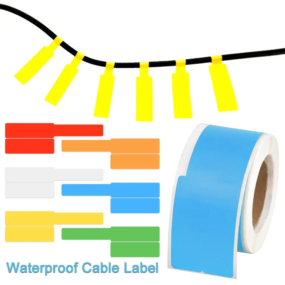 100Pcs 25*38+40mm Self-Adhesive Cable Labels Waterproof Wire Marking Cable Tags Laser Printer Sticker Wiring Label Organizer